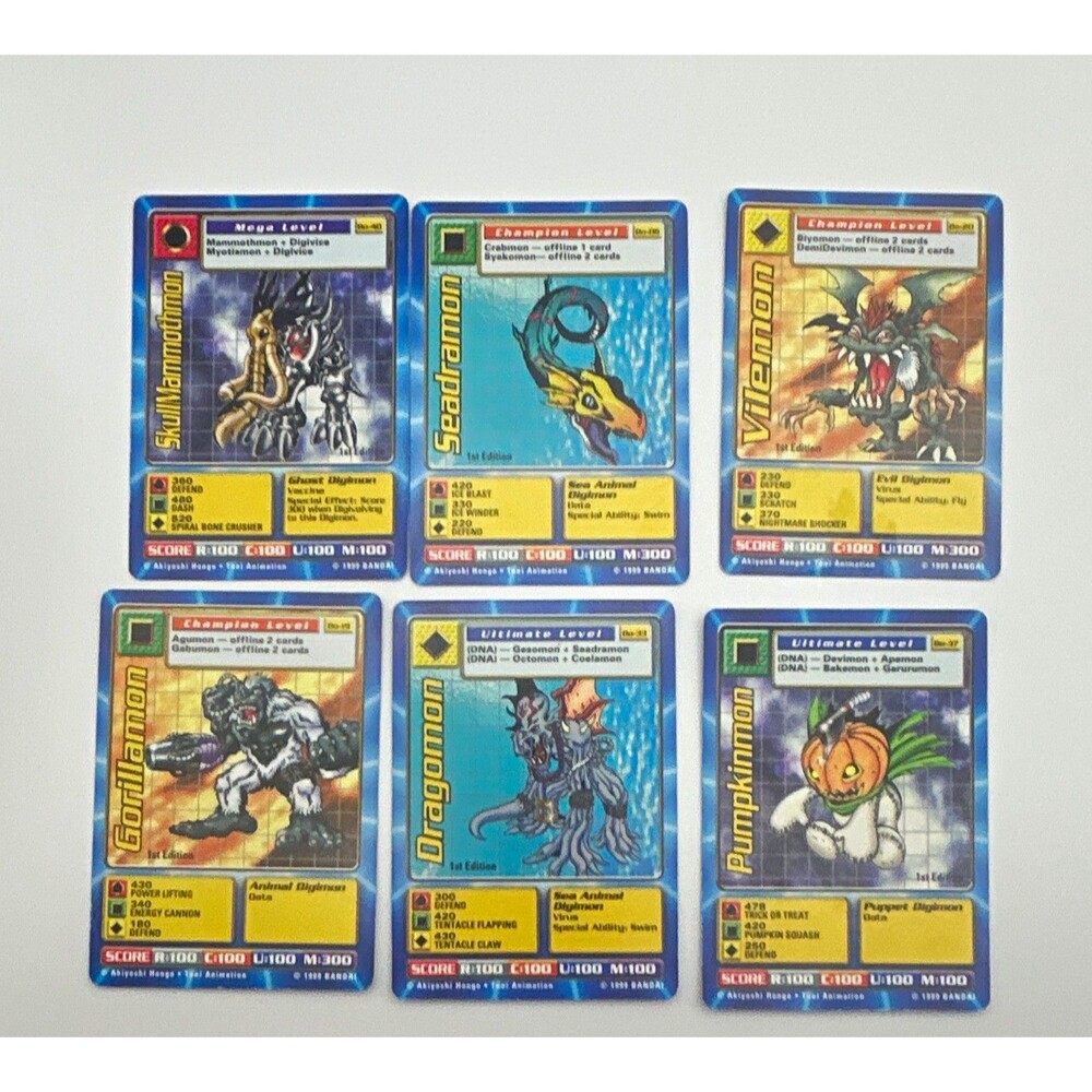 Bandai 1999 Digimon 1st Edition English Lot 6 Cards